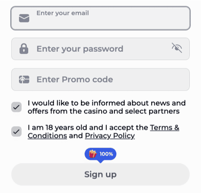 Registration at Nomaspin casino
